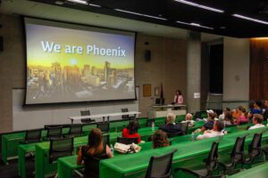 The City of Phoenix's Community and Economic Development Department led a walking tour of the northern portion of PHX Core for our Ambassadors, stopping at 11 innovative hubs in Downtown Phoenix.