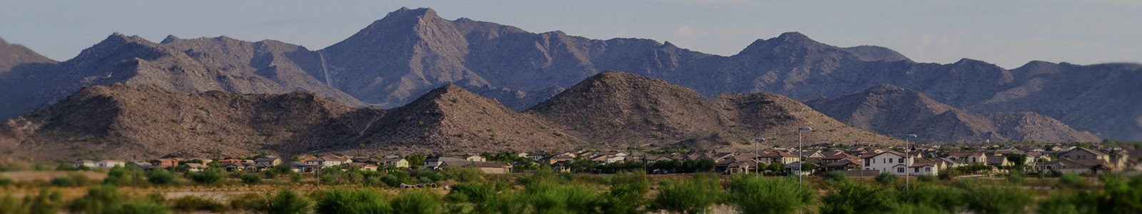 High elevation view of mountains, suburbs, and trees of phoenix