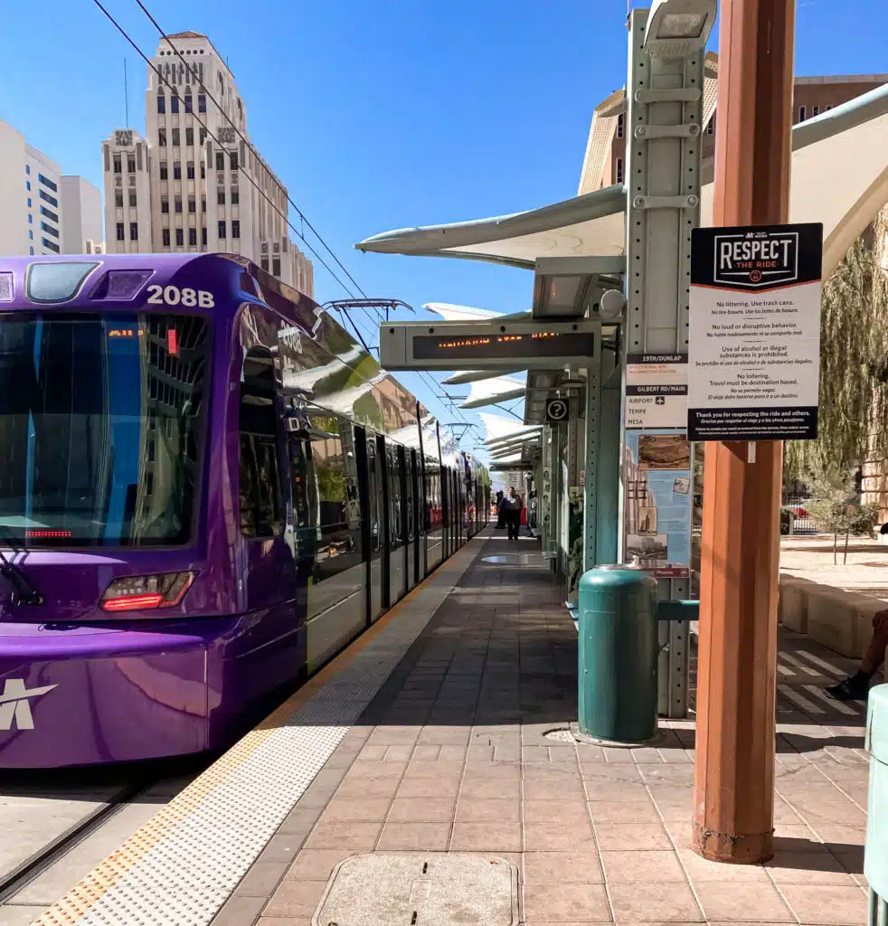 lightrail stop in downtown phoenix