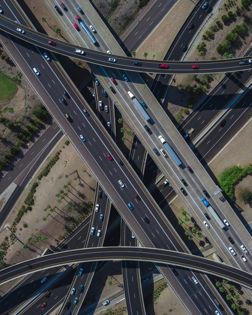 Greater Phoenix freeway loops aerial view