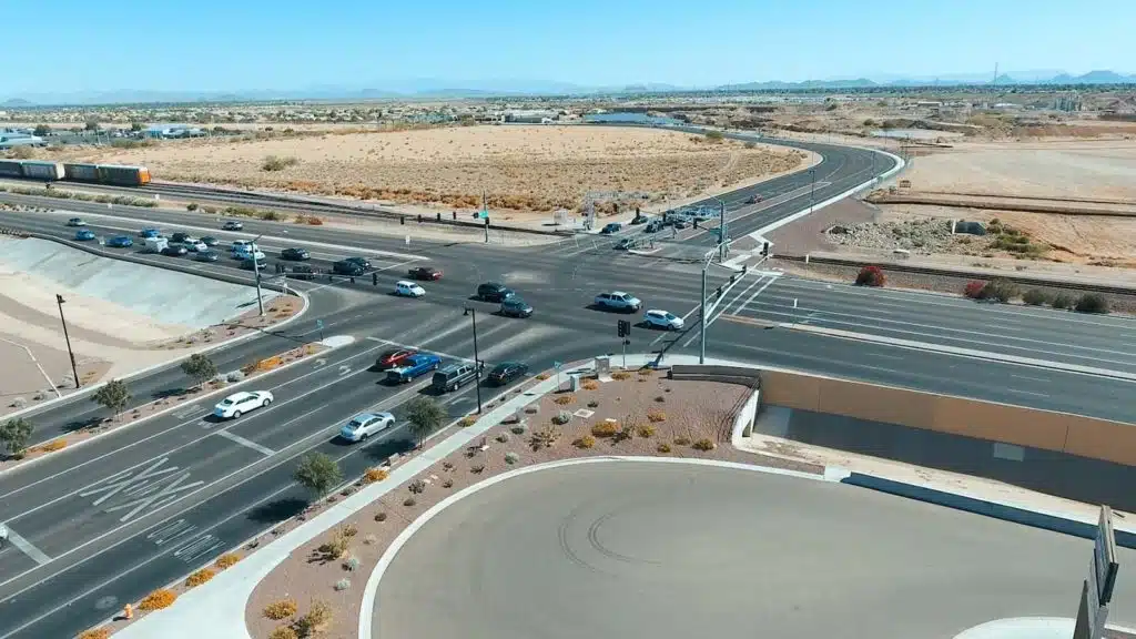 El Mirage Rail line and intersection arial view