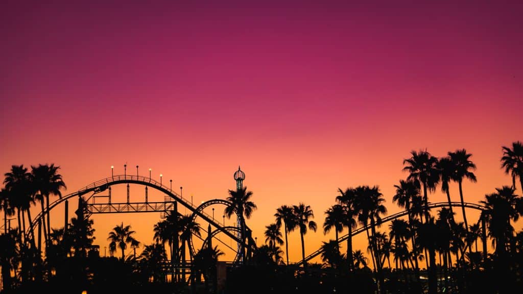 Silhouette of rollercoaster at Castles N' Coasters in Glendale, Arizona