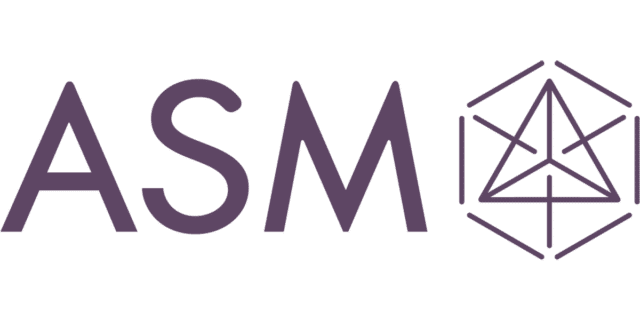 ASM logo written in dark purple font. The letters are next to a shape that is a small triangle interwoven into a larger hexagon.