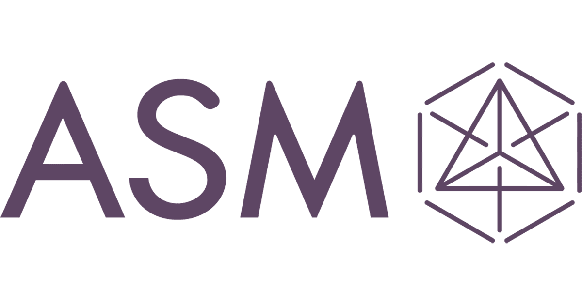 ASM logo written in dark purple font. The letters are next to a shape that is a small triangle interwoven into a larger hexagon.