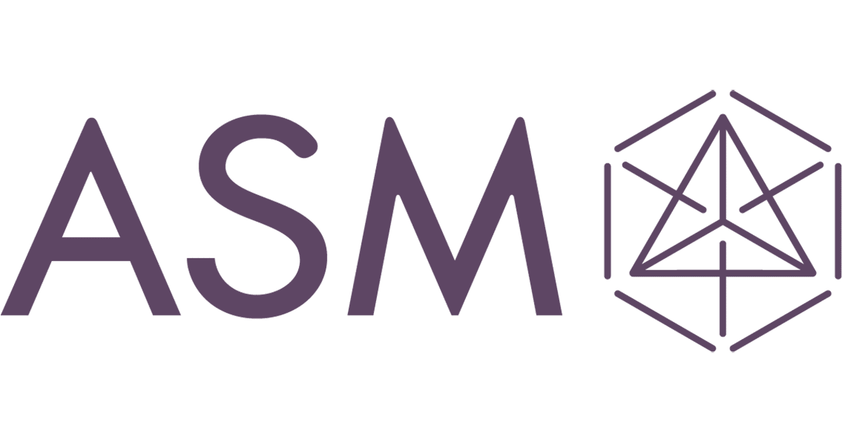 ASM logo written in dark purple font. The letters are next to a shape that is a small triangle interwoven into a larger hexagon.