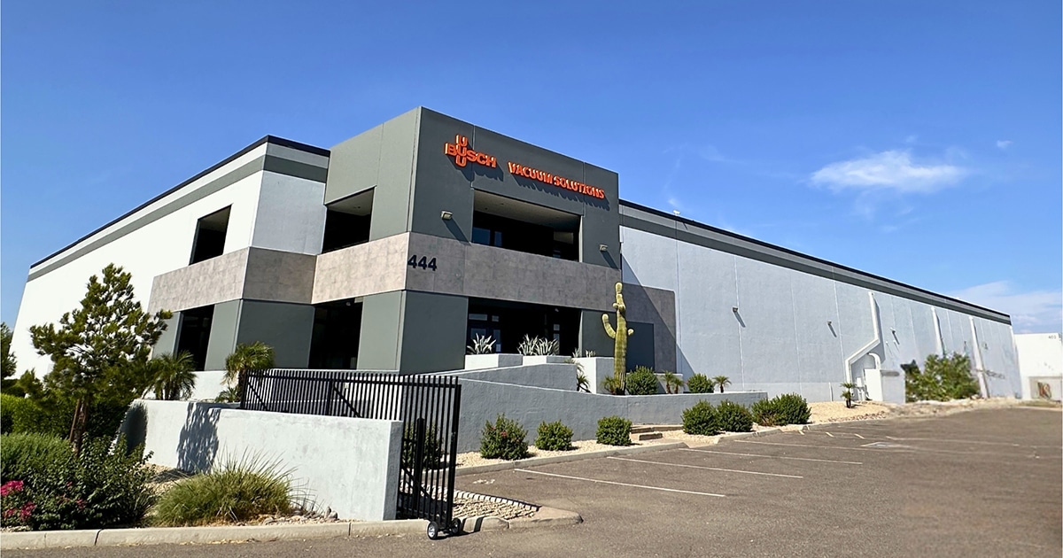 A building with an orange Busch Vacuum logo.