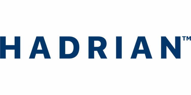 Large blue letters spelling HADRIAN.