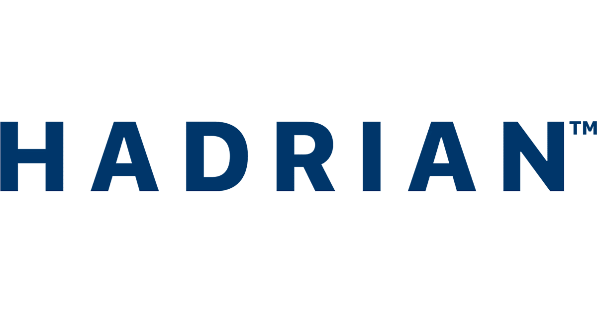 Large blue letters spelling HADRIAN.