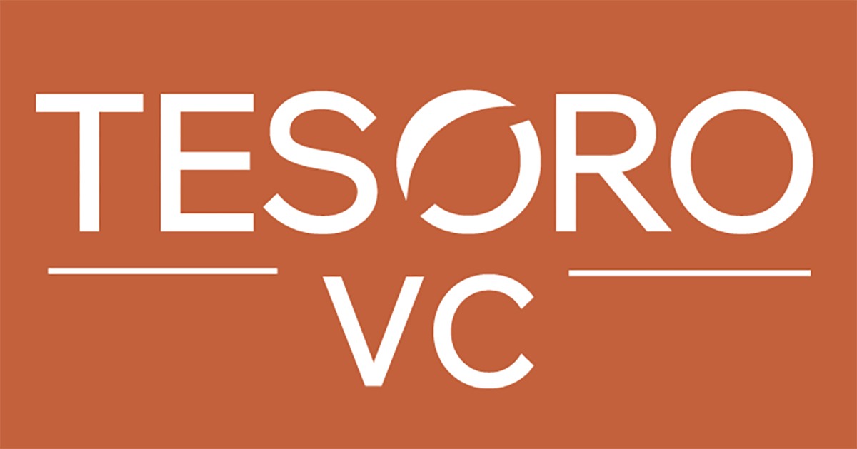 White Tesoro VC lettering in all capital letters on a rust-colored background.